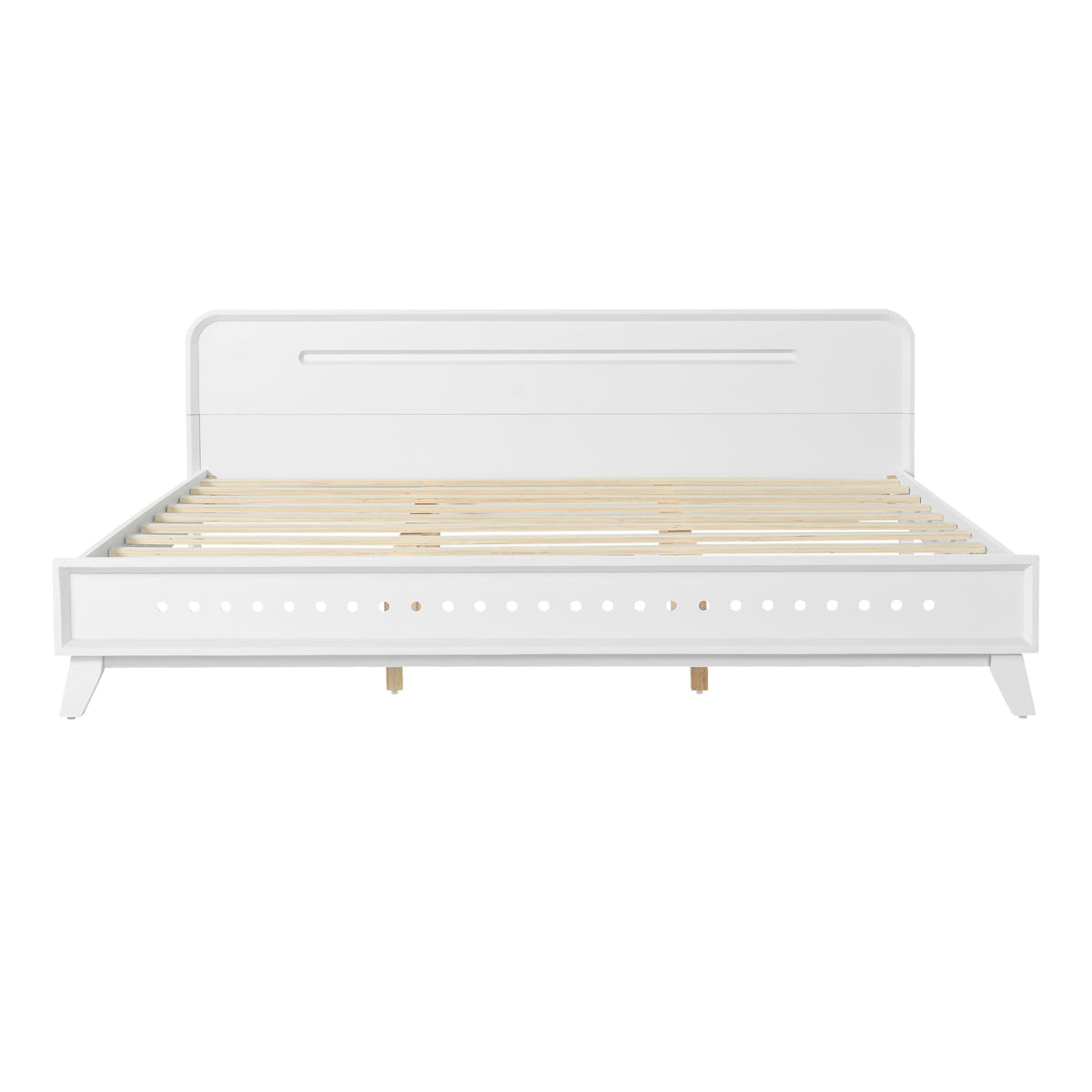 Pine Solid Wood King Size Bed - No Box Spring Needed.
