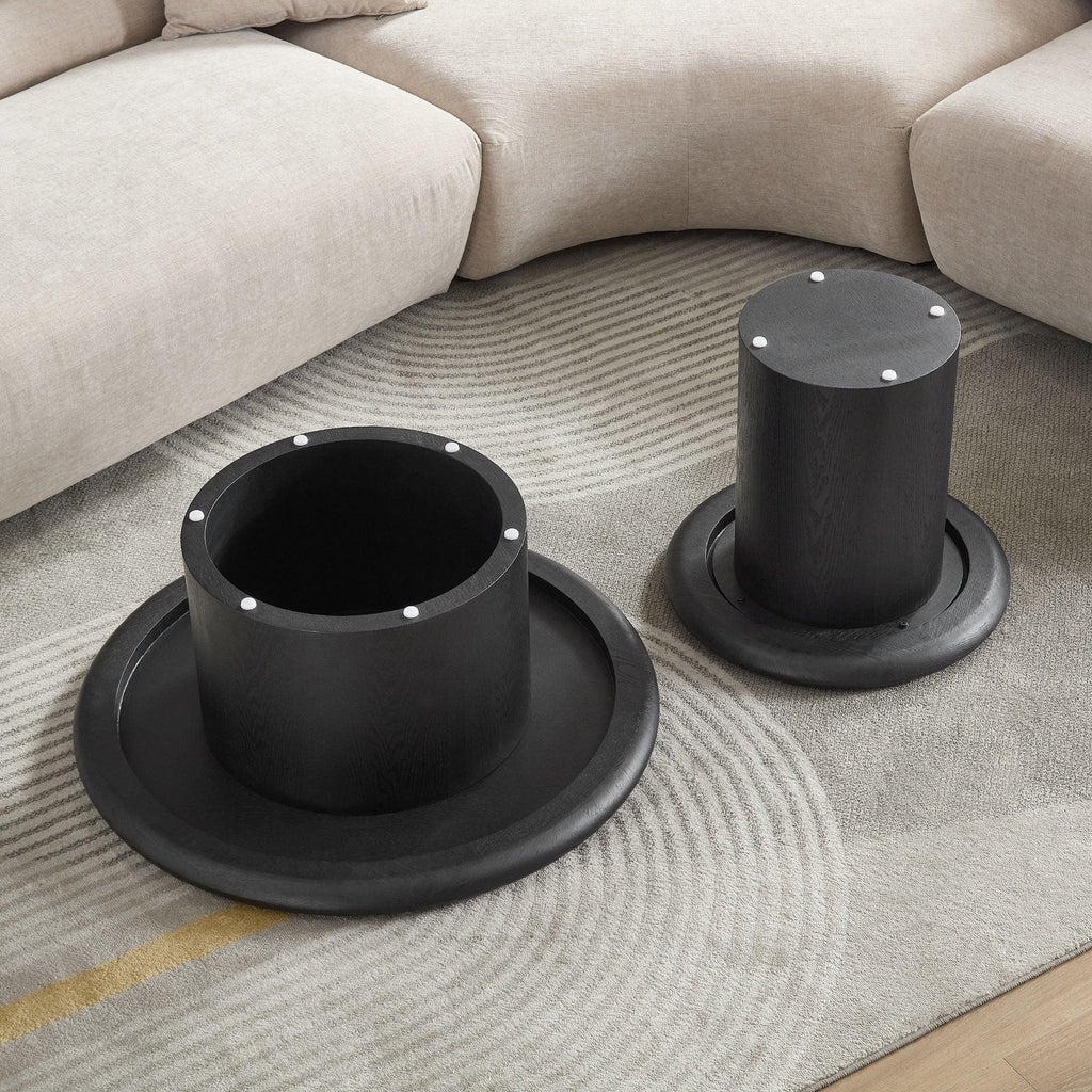 2-Piece Modern Round Coffee Table Set - Easy Assembly.