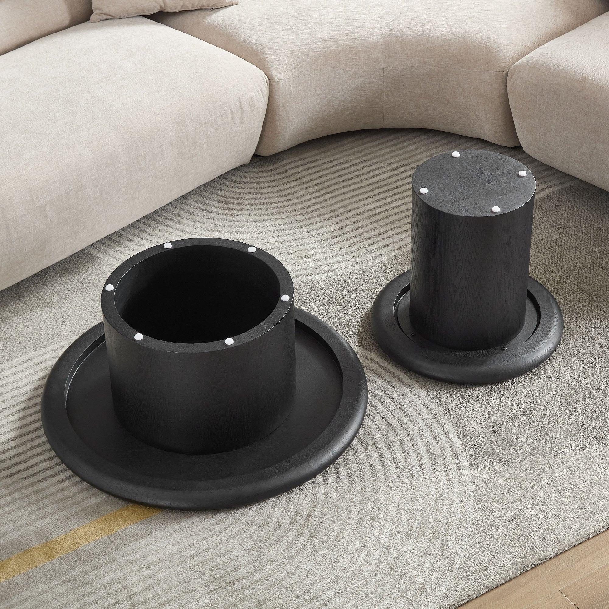 2-Piece Modern Round Coffee Table Set - Easy Assembly.