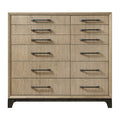 Caramel and Cocoa Master Chest in Brown Wood with Black Base, 10-Drawer Storage Furniture