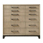 Caramel and Cocoa Master Chest in Brown Wood with Black Base, 10-Drawer Storage Furniture