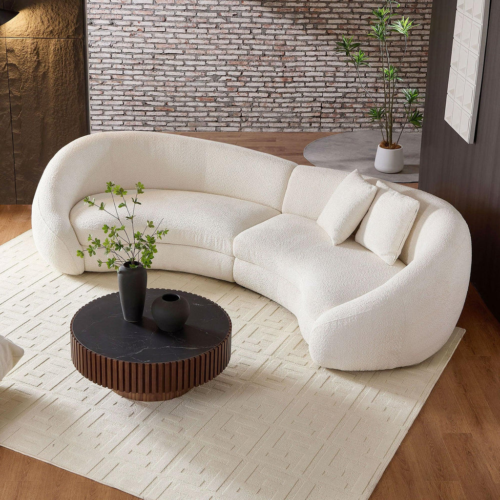 Modern Curved Sofa with Love Heart Design - White.