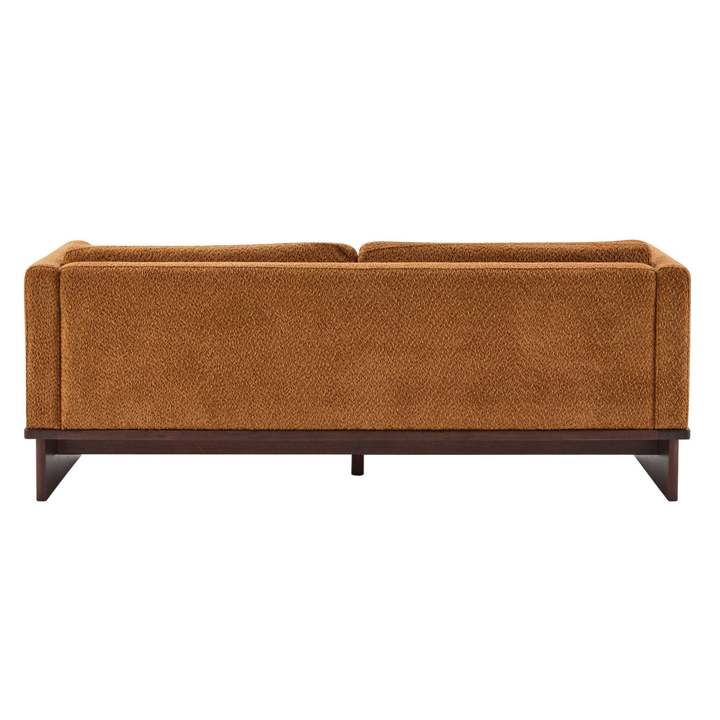 Modern 3 Seater Boucle Sofa with Solid Wood Base.