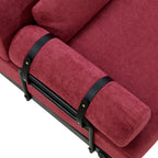 Modern Loveseat Sofa 59' Sofa Couch 2-Seater with USB Ports, Unique Cylindrical Armrests, Red Chenille