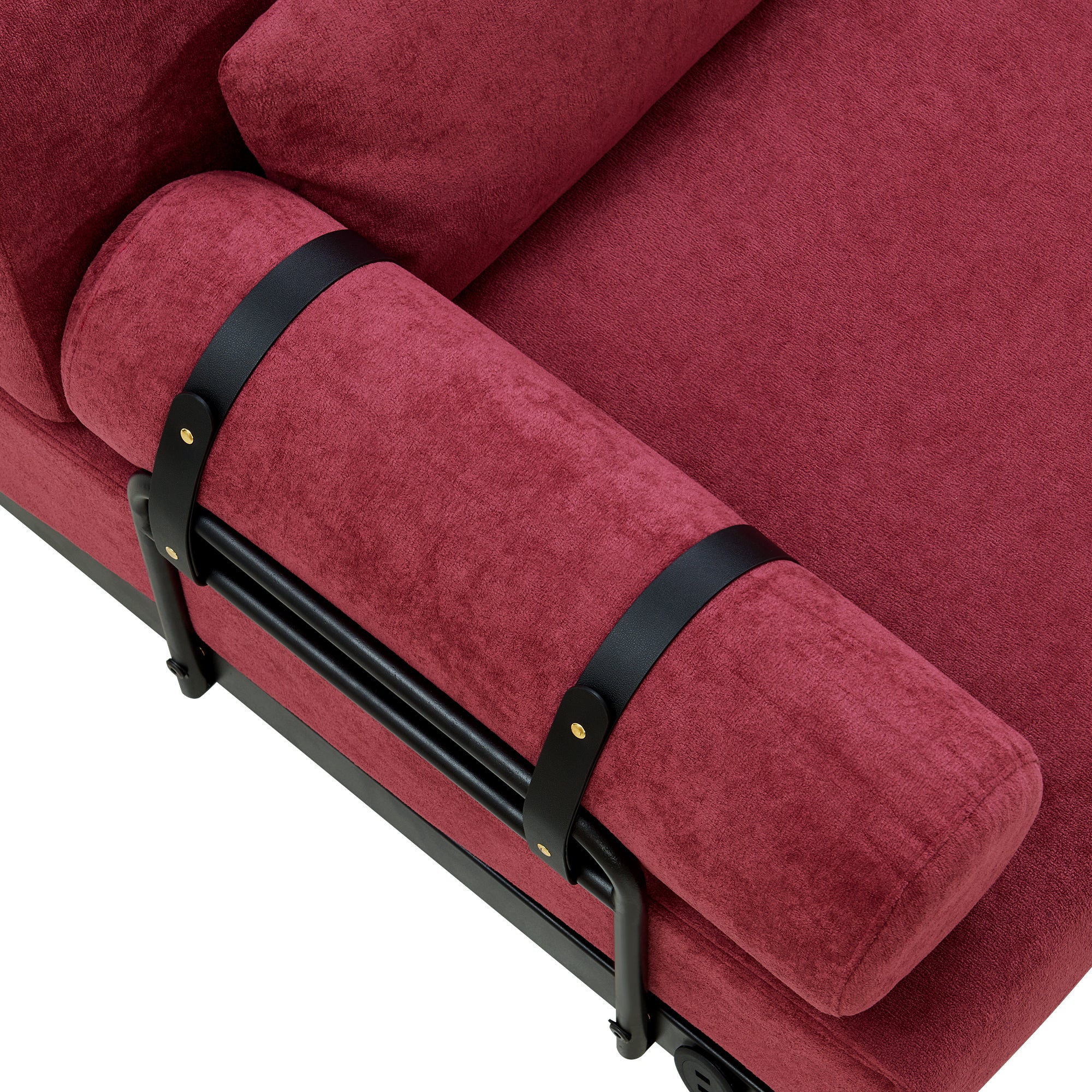 Modern Loveseat Sofa 59' Sofa Couch 2-Seater with USB Ports, Unique Cylindrical Armrests, Red Chenille