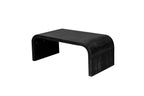Angled side view of the Farmhouse Coffee Table in black, showcasing its smooth curved legs and minimalist vintage design.