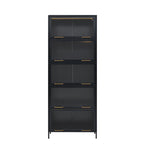 Iron Display Cabinet with Glass Doors - 5-Tier Bookcase.