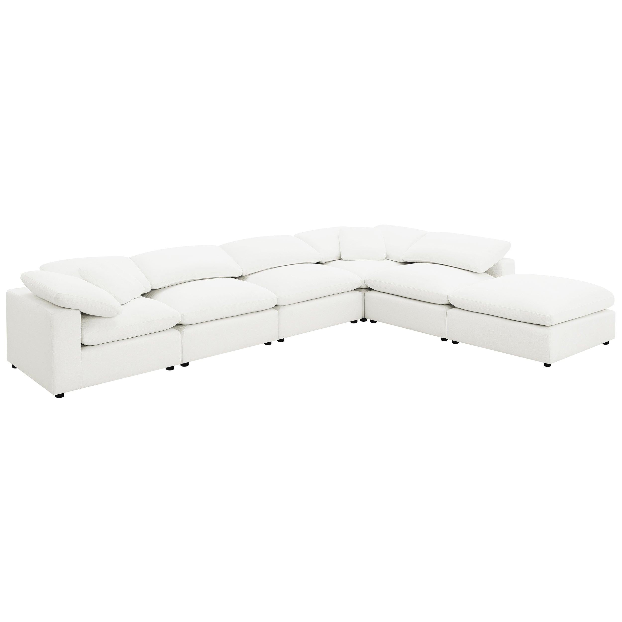 Segoura Ivory Upholstered Modular Sectional with Ottoman.