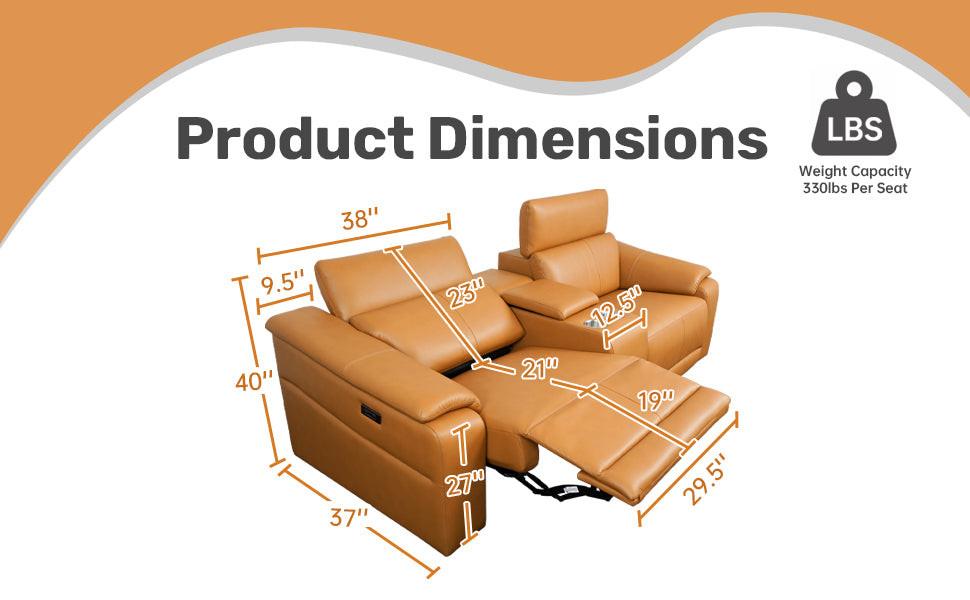 3-Piece Modular Leather Sofa with Cup Holders for Comfort.