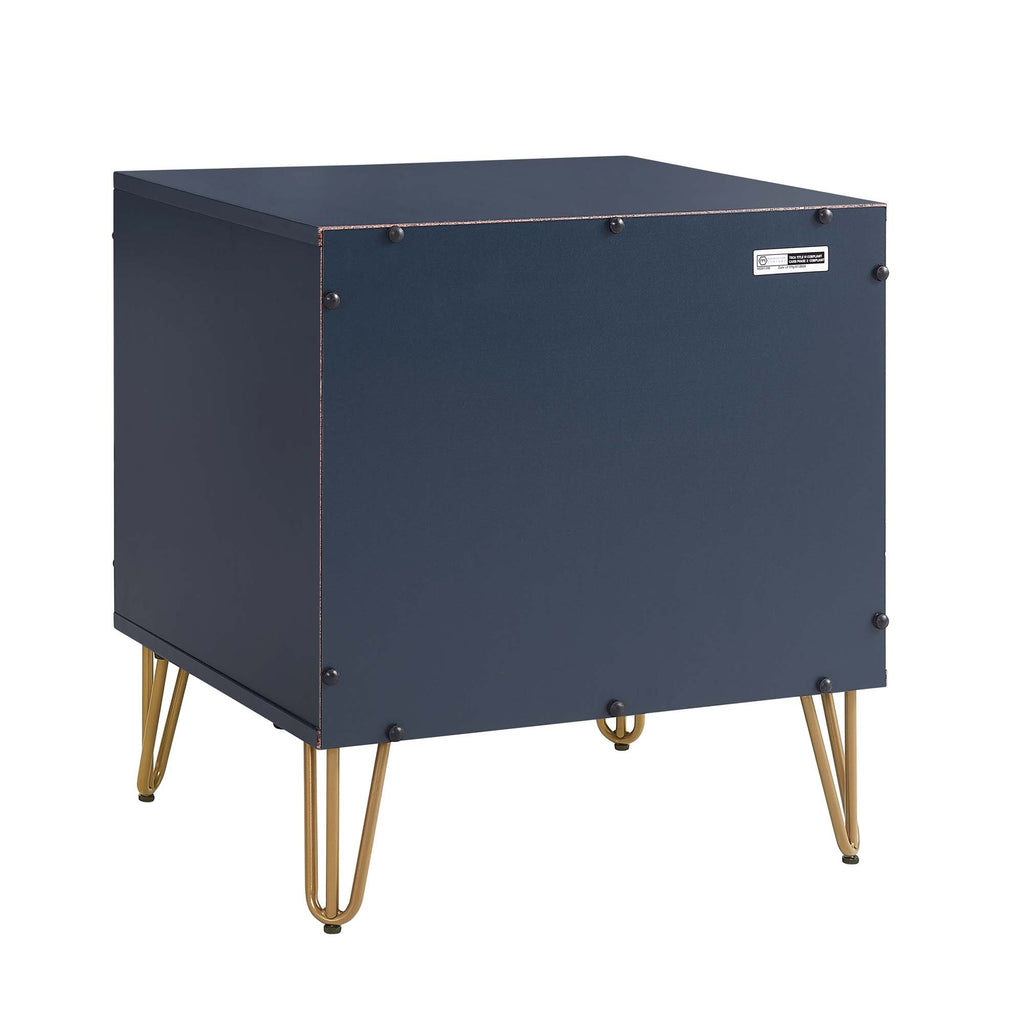 Dumbo 20' Fluted Nightstand in Midnight Blue (2-Drawer)