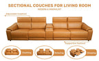 5-Piece Modular Leather Sofa Sectional with Cup Holders.