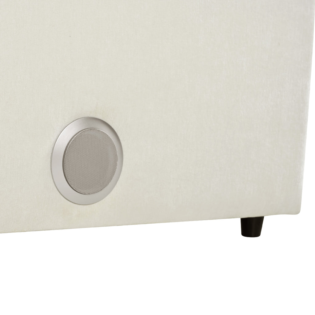 Built-in Bluetooth speaker on the side panel of the Modular Sofa with Charging and Storage, enhancing entertainment.