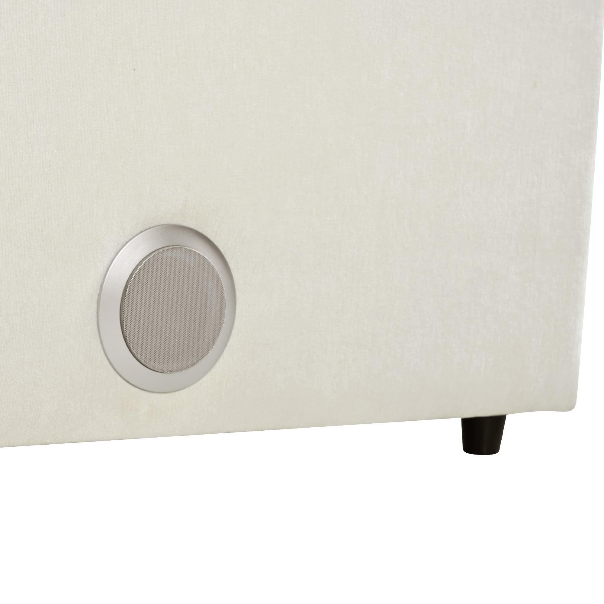 Built-in Bluetooth speaker on the side panel of the Modular Sofa with Charging and Storage, enhancing entertainment.