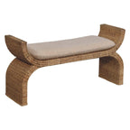 Rattan Weave Boucle Bench - Handmade Wood Furniture.