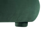 King Size Dark Green Velvet Bed with Curved Headboard.