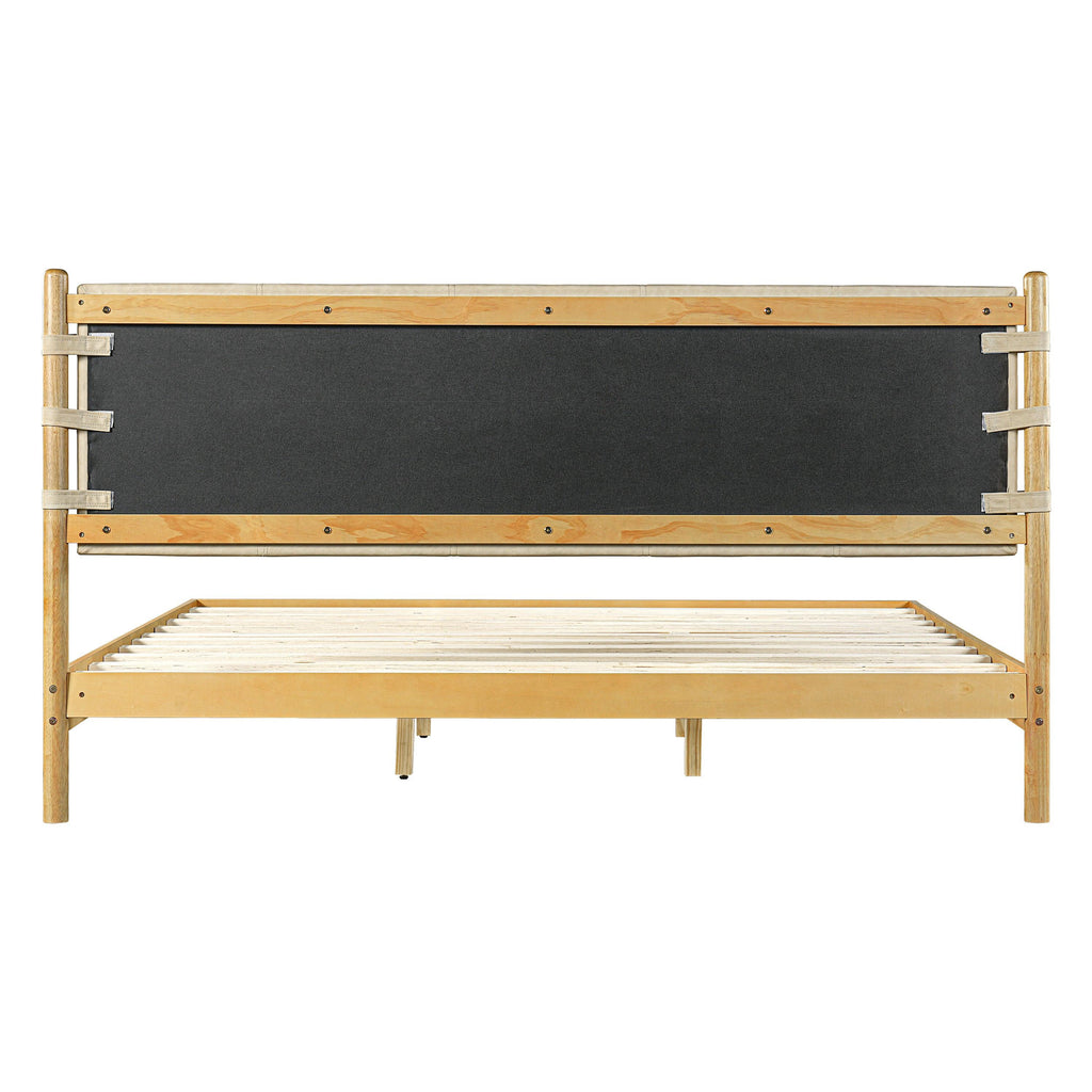 Rubber Wood King Bed Frame - Elegant Mid Century Design.