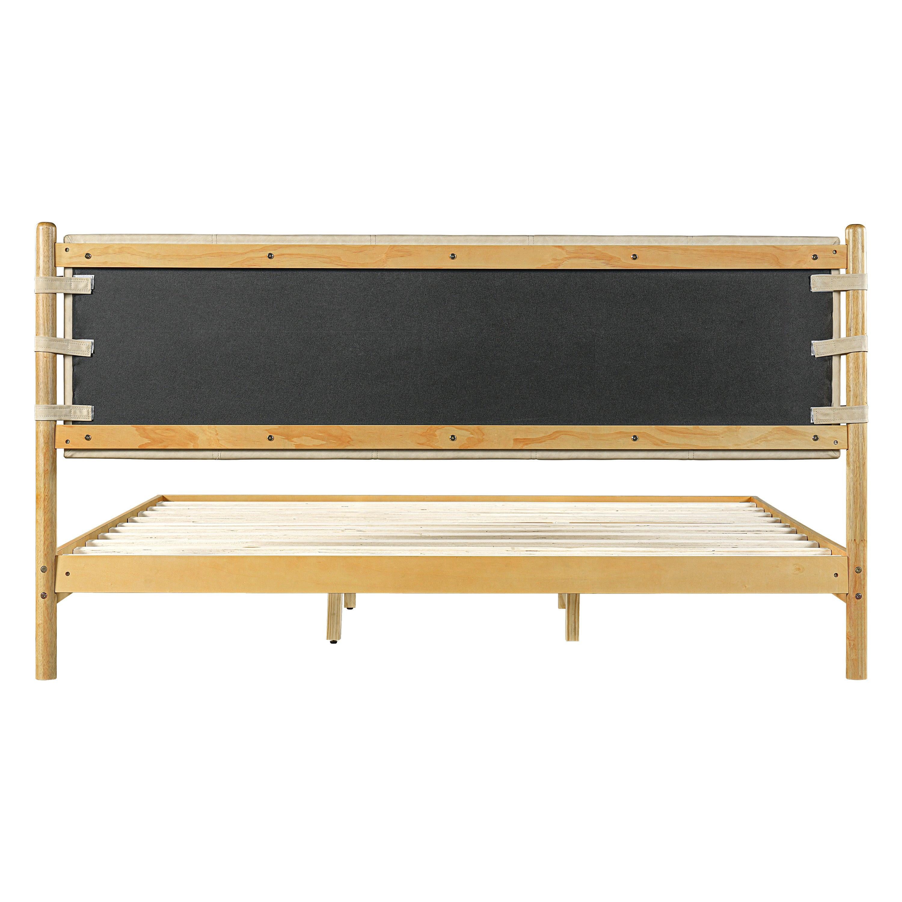 Rubber Wood King Bed Frame - Elegant Mid Century Design.