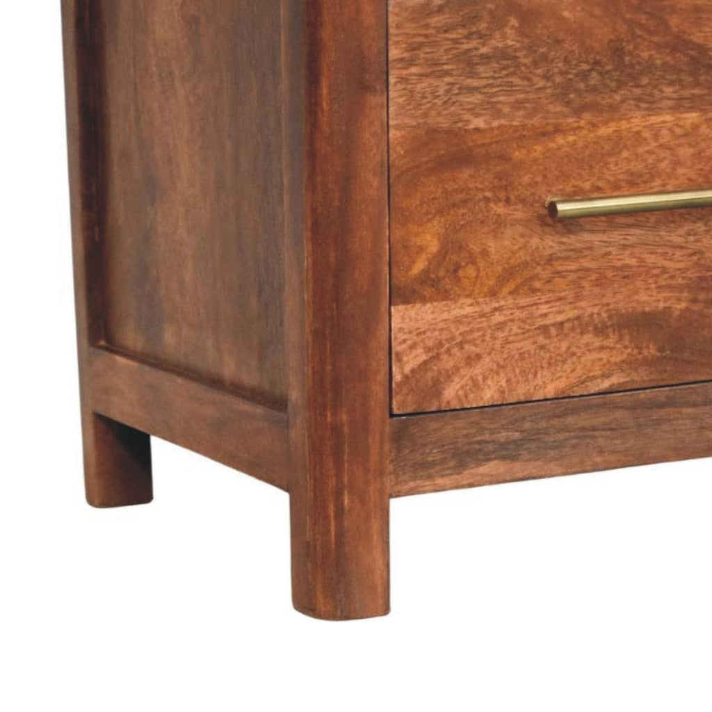 Solid Wood Arc-Line Bedside Table with Arch Design.