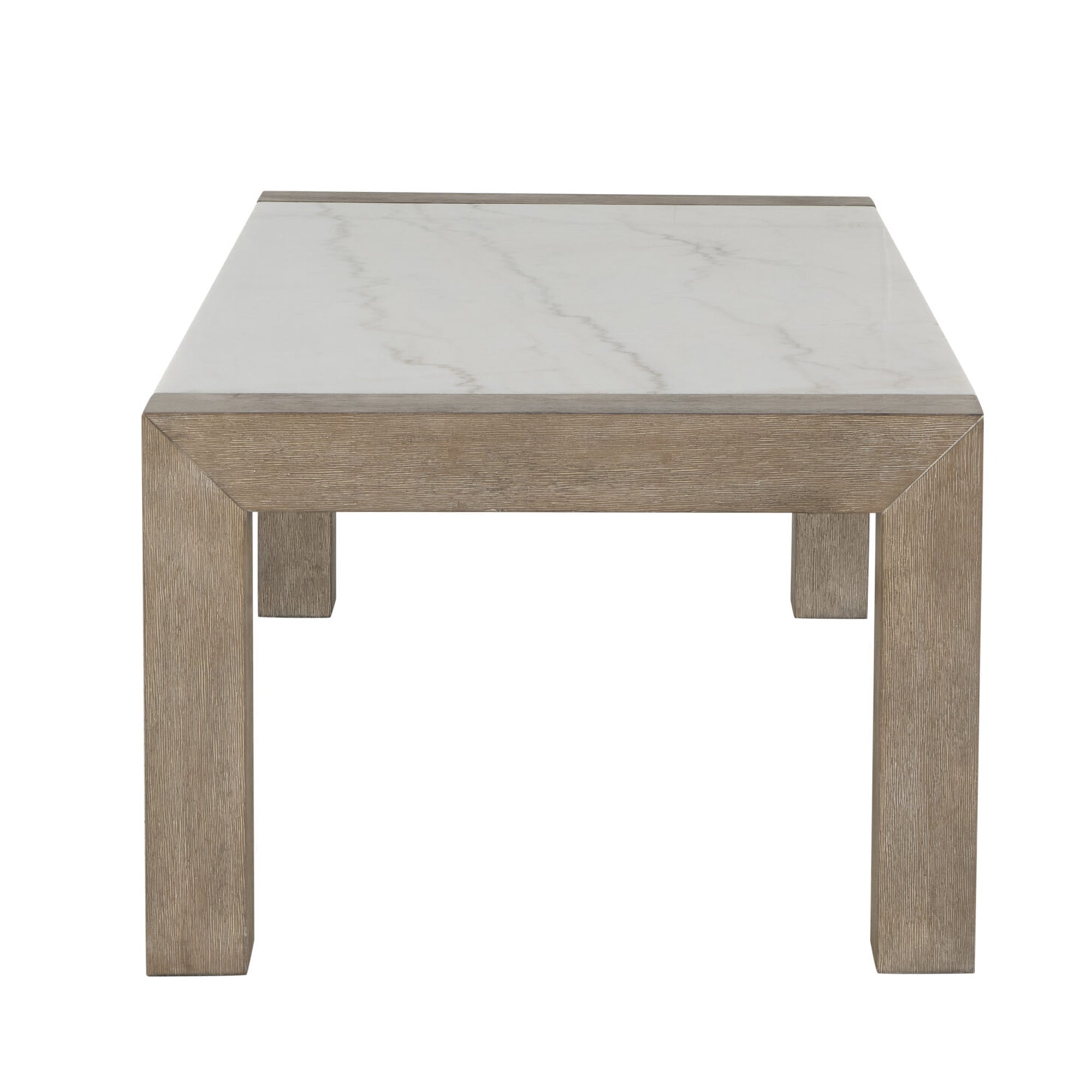 Front view of Ana Beige Marble Coffee Table highlighting its solid wood legs and sleek marble top, ideal for modern living room decor.