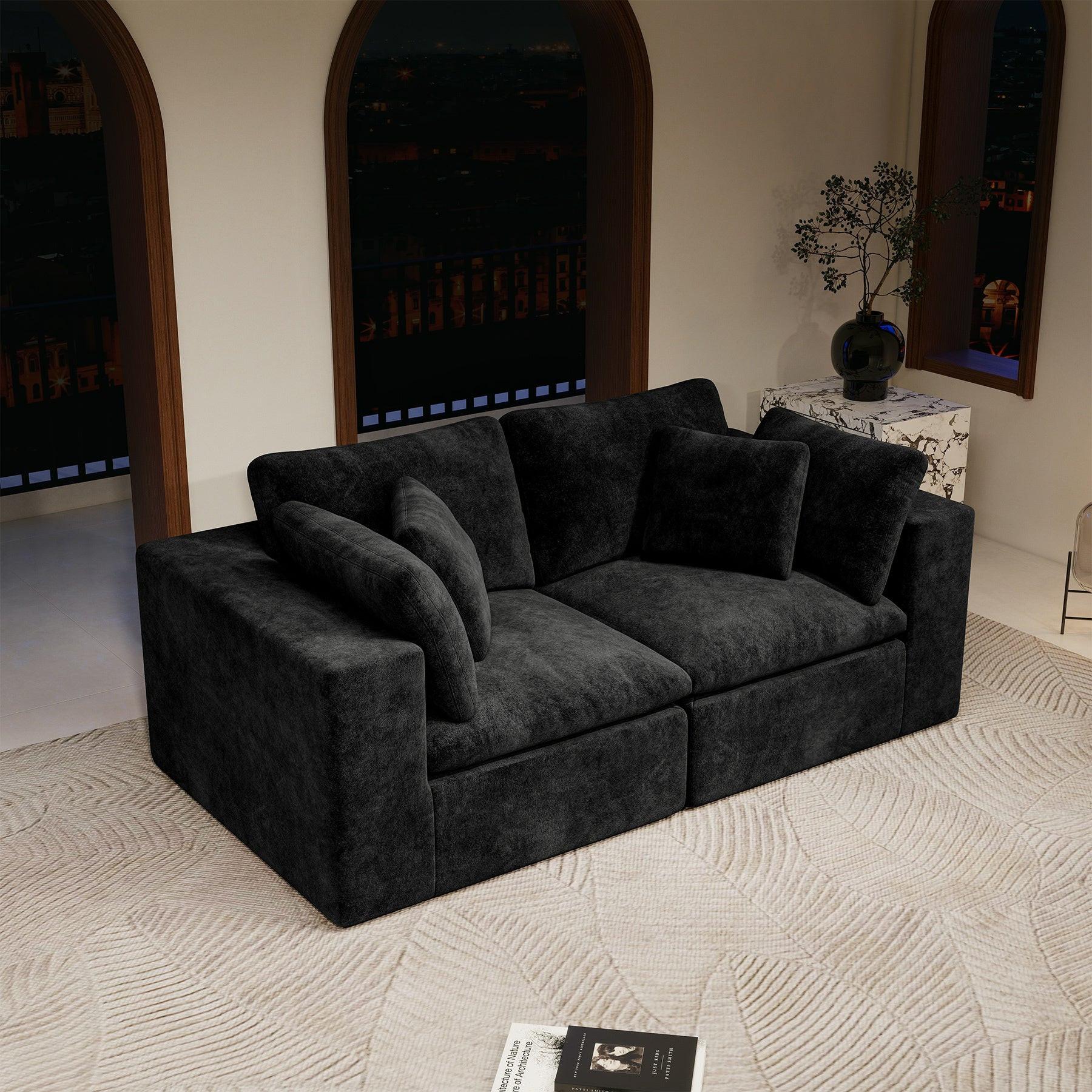 Modular Sectional Sofa Black - No Assembly Required Design.