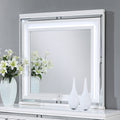 Genoa 44-Inch Sparkling White Wood Trim LED Wall Mirror