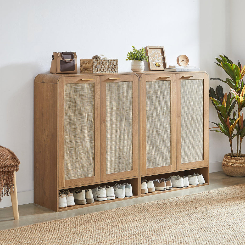 Rattan Shoe Cabinet with 6-Tiers for Shoe Storage.