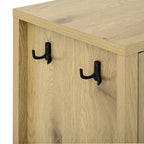 Sideboard Storage Cabinet - Modern with wave-pattern design features two black metal hooks on the side panel for added utility and convenience.