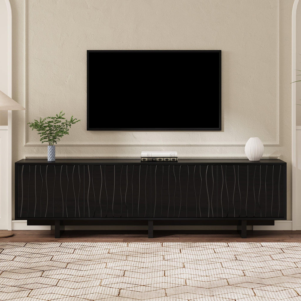 Retro Style Rustic Wood Grain TV Stand for 75' TVs.