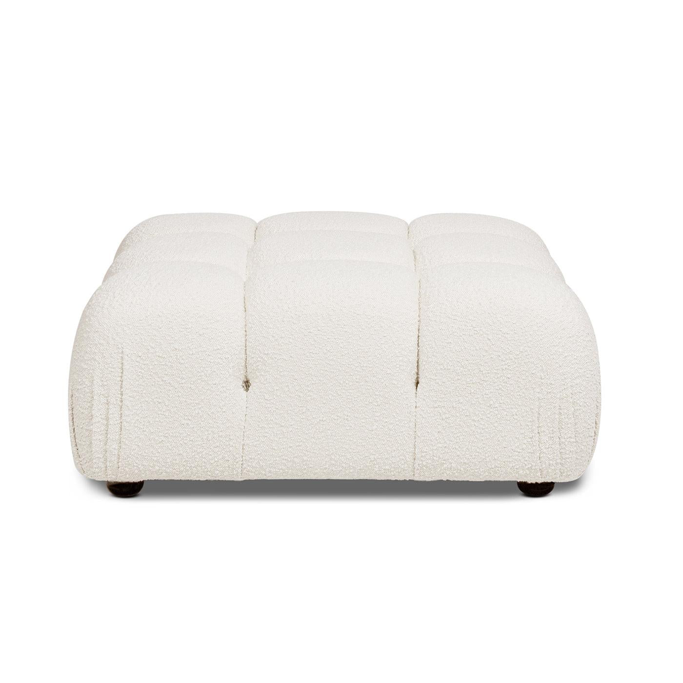 Marcel 36' Modular Modern Cocktail Ottoman in White Boucle.