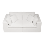 Modular Sectional Sofa - White Plush Corduroy Fabric.