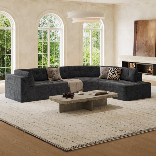 Curved L-Shaped Sectional Sofa for Modern Living Spaces.