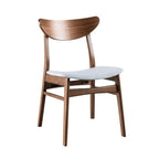 Mid-Century Modern Side Chair Set in Walnut and Light Gray.
