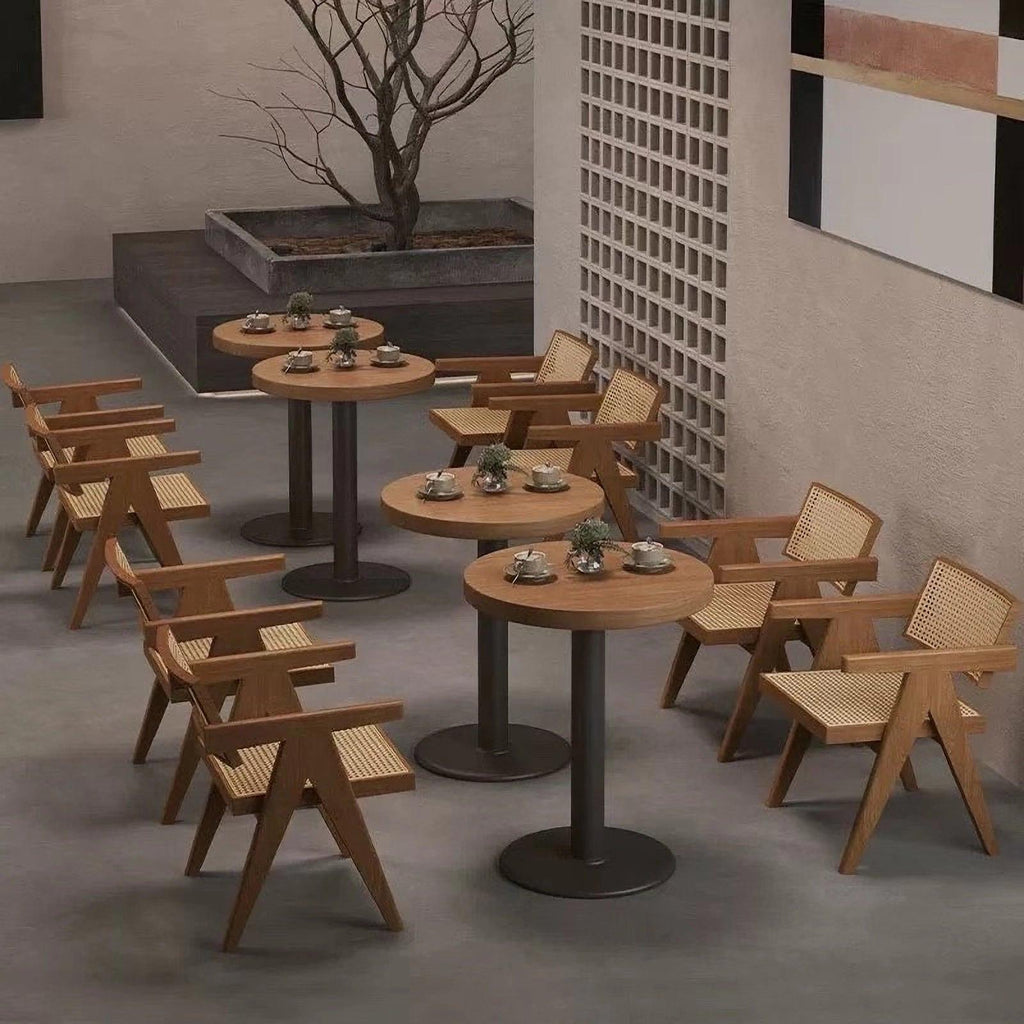 Mid Century Dining Chair - Rattan Accent Armchairs.