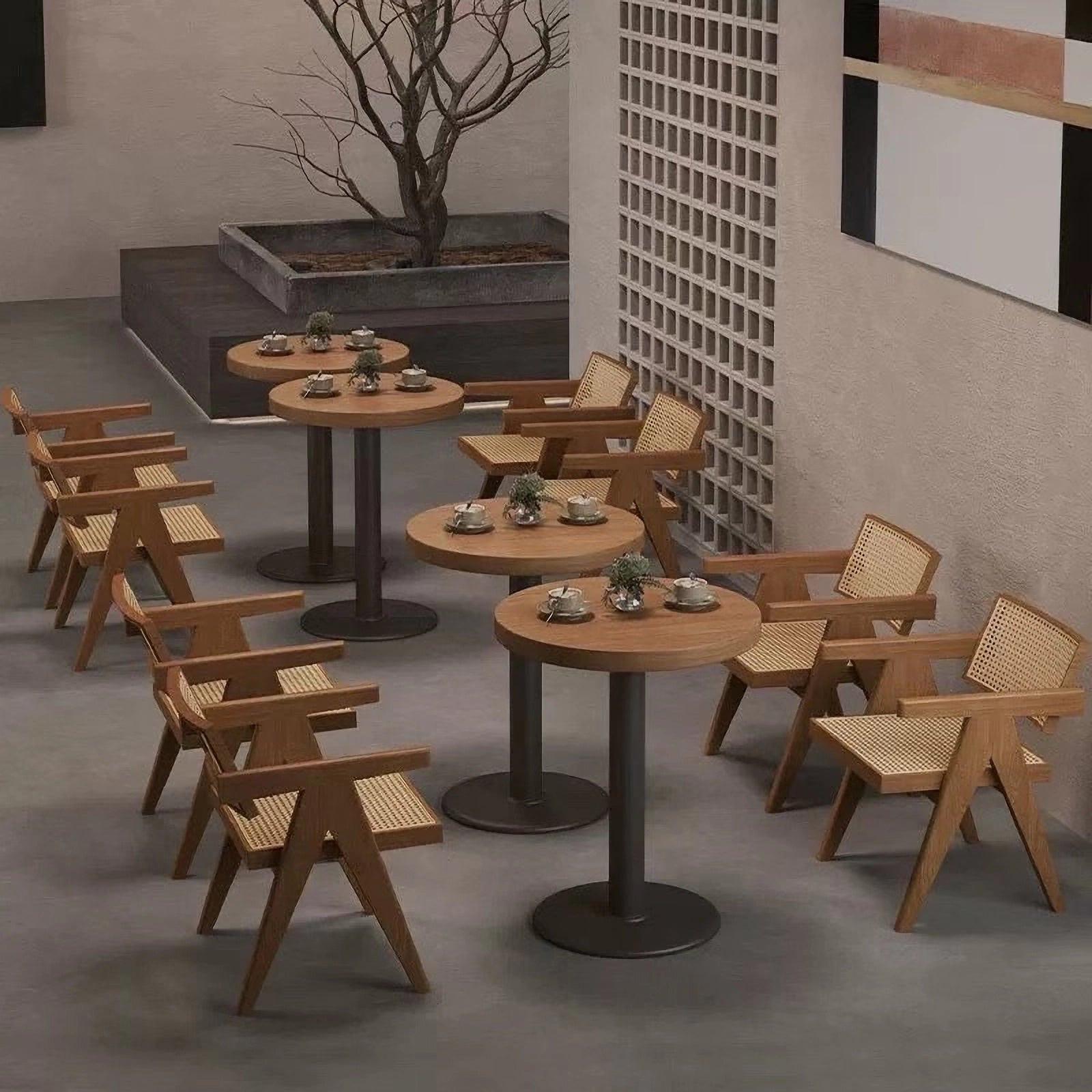 Mid Century Dining Chair - Rattan Accent Armchairs.