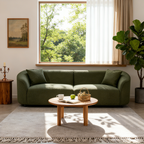 87' Curved Contemporary Sofa Green for Stylish Living Spaces.