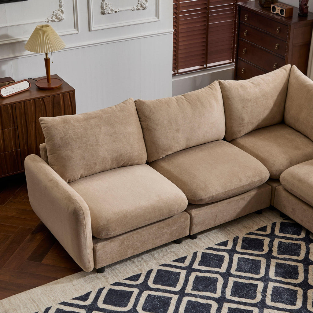 5-Piece L Shaped Modular Velvet Sofa for Living Room.