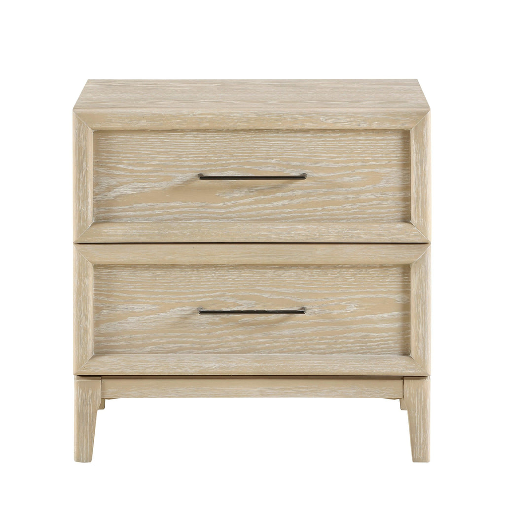 Light Brown Nightstand with 2 Drawers for Bedroom.