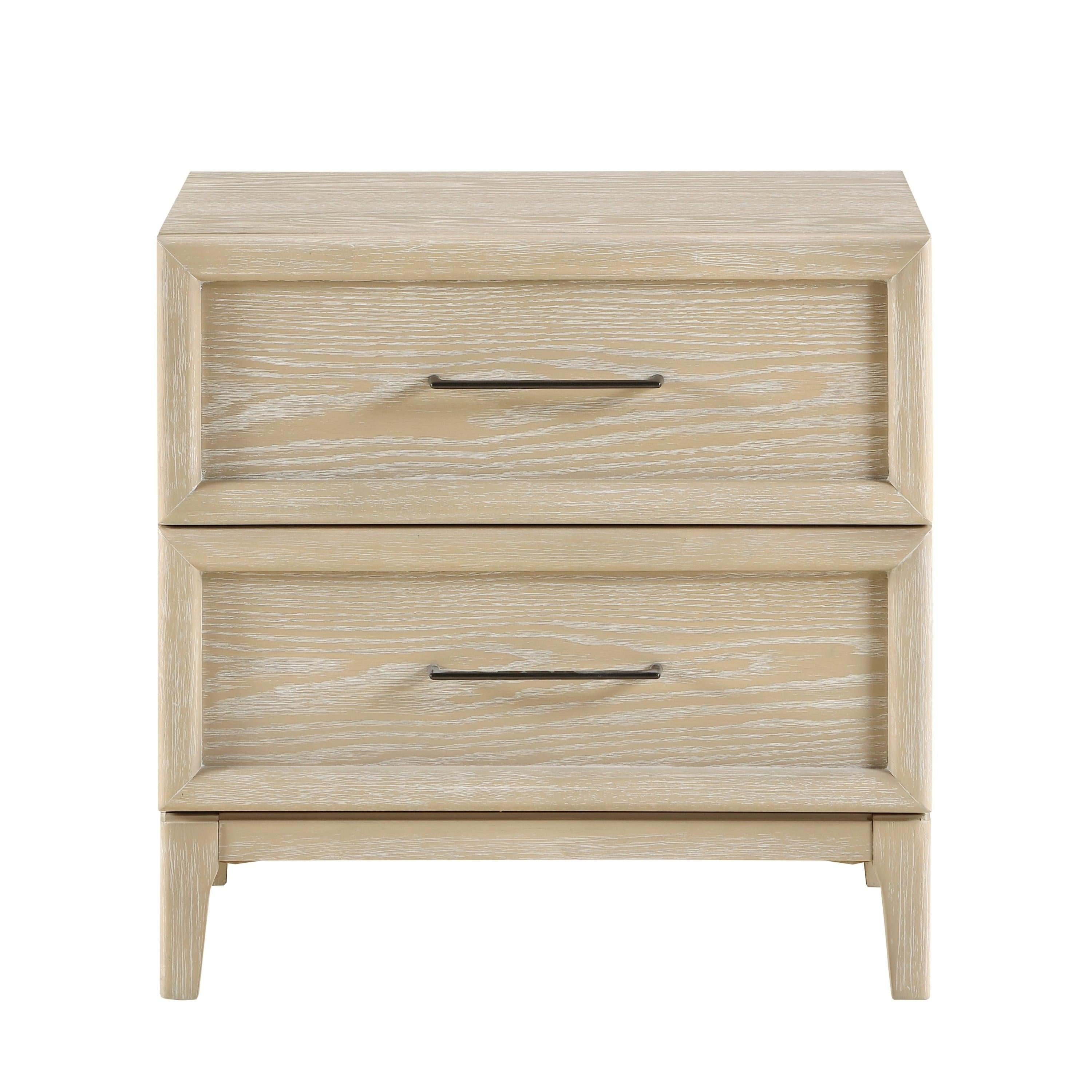 Light Brown Nightstand with 2 Drawers for Bedroom.