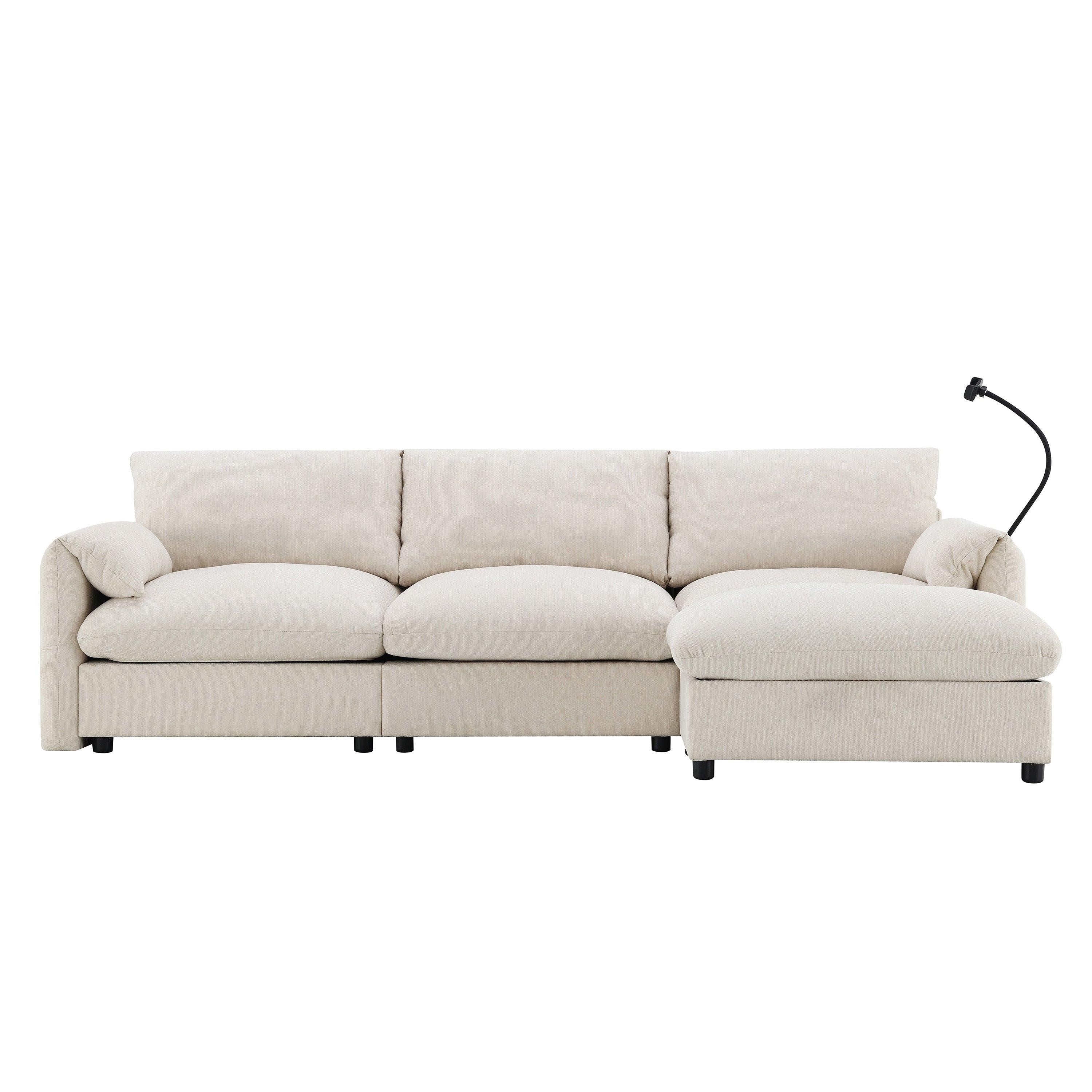 Versatile L-Shaped Sectional Sofa with Storage Ottoman.