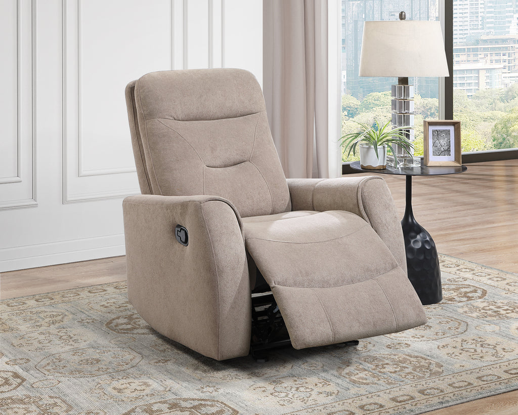 Paterson Beige Microsuede Velvet 3-Position Rocking Recliner