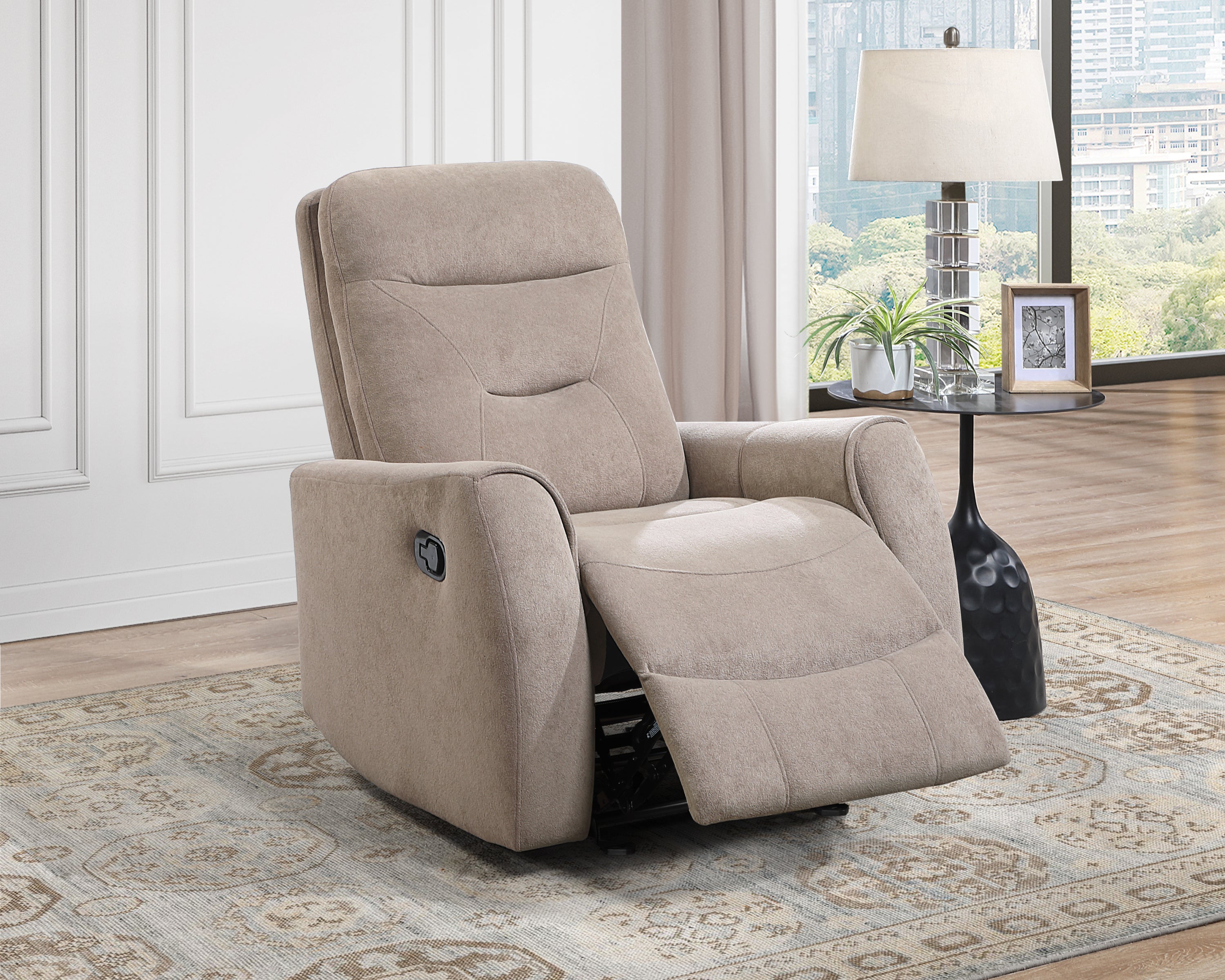 Paterson Beige Microsuede Velvet 3-Position Rocking Recliner