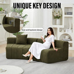 Chenille Curved Sectional Sofa with 2 Pillows.