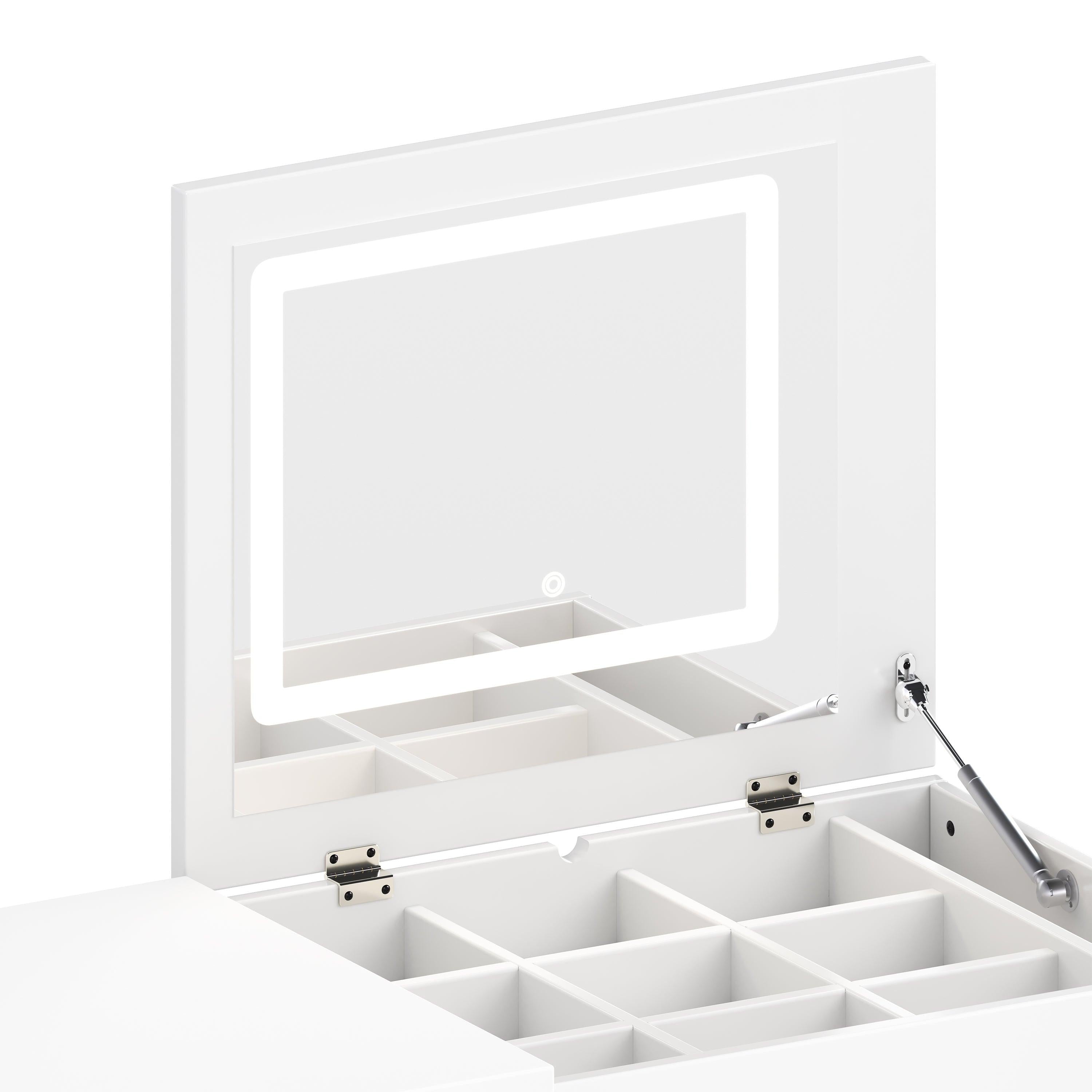 Vanity Desk with Mirror and Lights - Flip-Top Makeup Table.