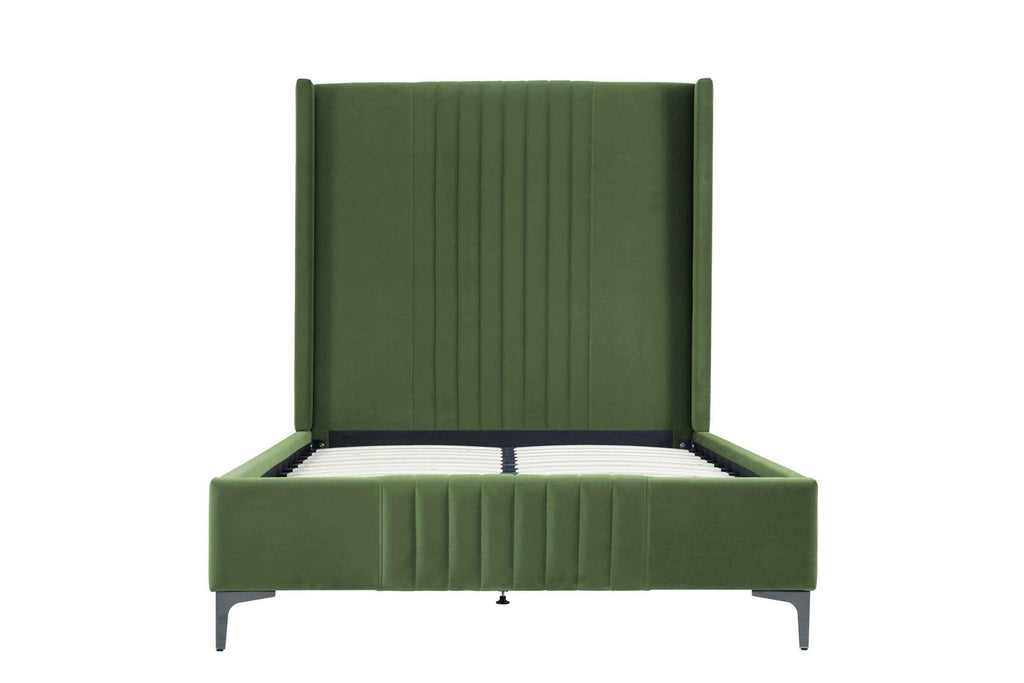 Promenade Upholstered Velvet 48' Bed in Moss Green.