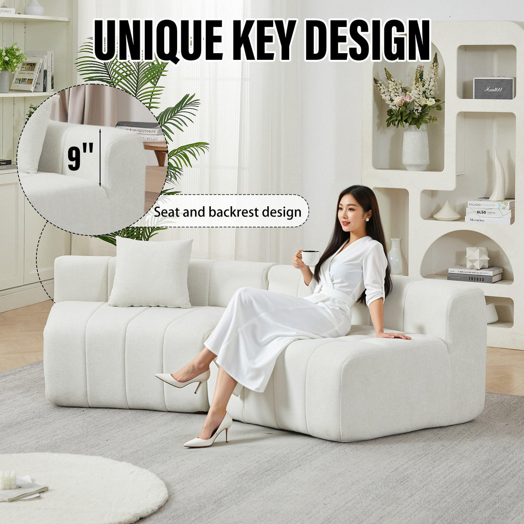 Chenille Sectional Sofa with Pillows for Living Room.
