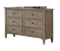 Transitional Gray Dresser with Round Pull Knobs.