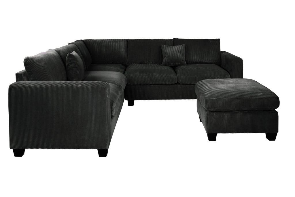 Spacious Modern Sectional Set with Cocktail Ottoman.