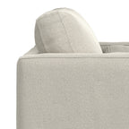 Detail of backrest and armrest stitching on Modern Armchair Cream White - Morrison Collection, showcasing quality craftsmanship.