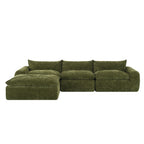 116'' compressed sofa in green with left chaise, high density foam, and plush seating, ideal for modern living rooms with no assembly.