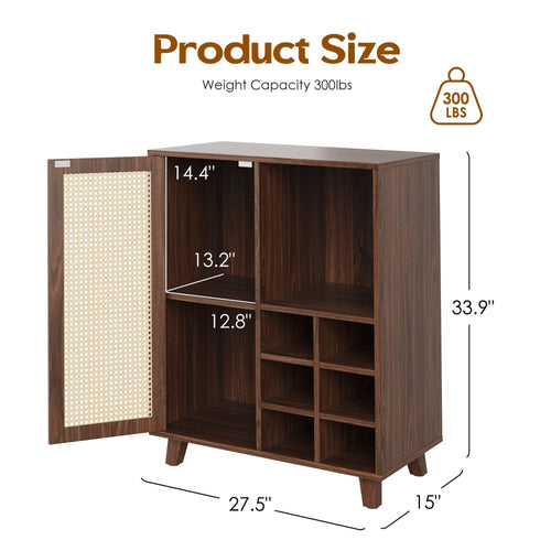 Wine Bar Cabinet with Storage – 34 Inch Sideboard.